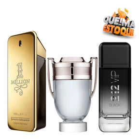 PROMOÇÃO COMPRE 1 LEVE 3 - 1 Million, Invictus e 212 VIP Black - Oferta De Queima de Estoque de Ano Novo - 100ml Cada