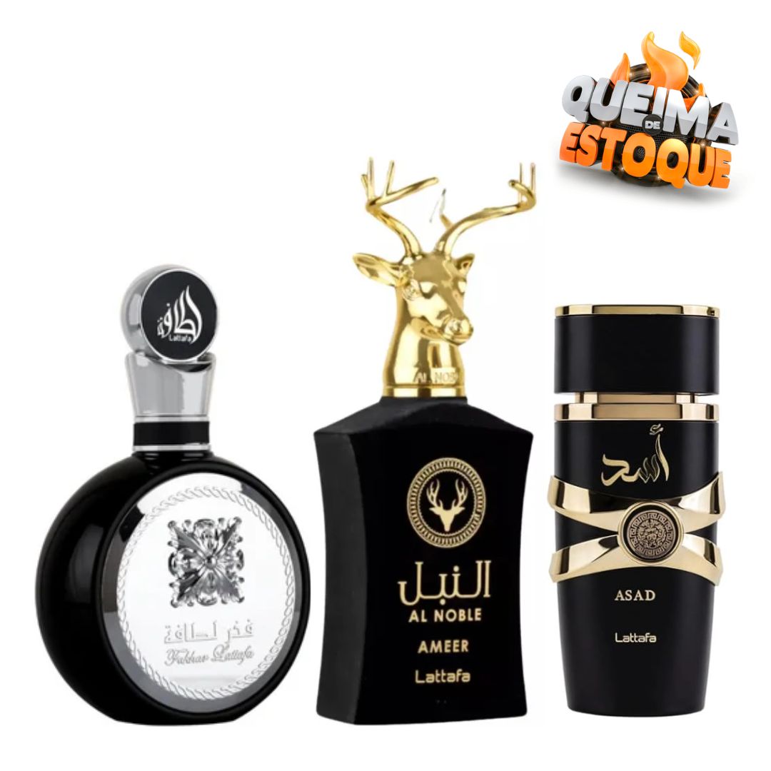 PROMOÇÃO COMPRE 1 LEVE 3 - Lattafa Fakhar, AL Noble Ameer e Assad Lattafa - Oferta De Queima de Estoque de Ano Novo - 100ml cada