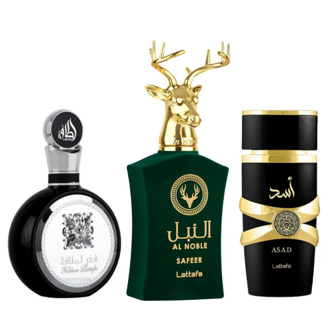 PROMOÇÃO COMPRE 1 LEVE 3 - Lattafa Fakhar, AL Noble Safeer e Assad Lattafa - Oferta De Black Friday - 100ml cada